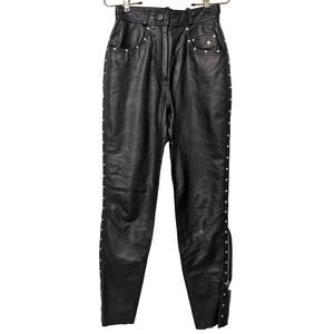 Harley Davidson Genuine Leather Studded Riding Biker Moto Pants - Size 34/6W